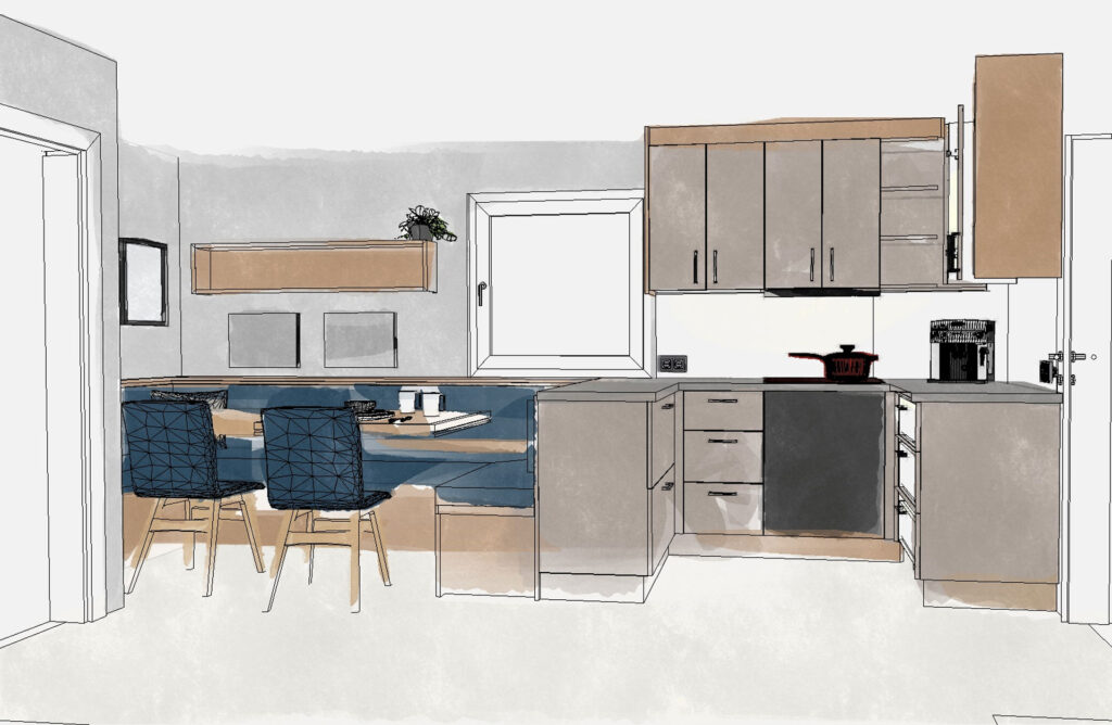 handzeichnung Projekt Küche Ausbau | Handzeichnung | Küchenmöbel | Der Moser. Der Tischler. Kundl, Tirol